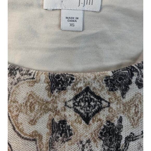J jill double layer tunic long sleeve knit top paisley coquette neutral XS (OS) - Picture 5 of 8